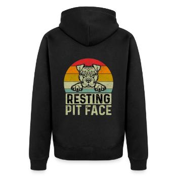 Resting Pit face - Unisex Premium Bio Zip Hoodie - Schwarz - Hinten - Nico (187cm)