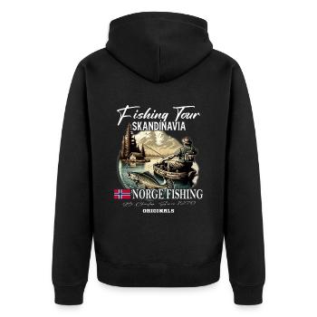 Norvège pêche Drapeau norvégien - Veste à capuche bio Premium Unisexe - noir - Dos - Nico (187cm)