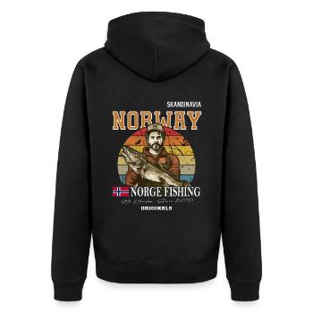 Norvège pêche Drapeau norvégien - Veste à capuche bio Premium Unisexe - noir - Dos - Nico (187cm)