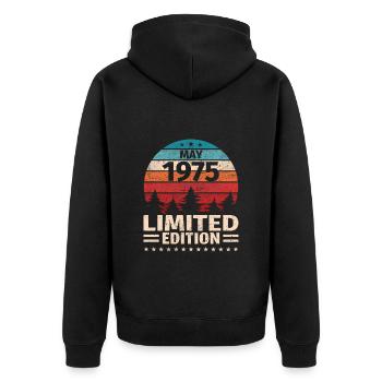 48ème anniversaire mai millésime 1975 millésime - Veste à capuche bio Premium Unisexe - noir - Dos - Nico (187cm)