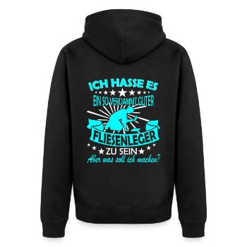 Fliesenleger Arbeit Kollege Fliesen Leger Geschenk - Unisex Premium Bio Zip Hoodie - Schwarz - Hinten - Nico (187cm)
