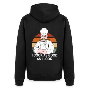 Chef Cooking Saying Chef - Unisex Premium Organic Zip Hoodie - black - Back - Nico (187cm)
