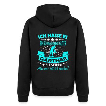 Gartenarbeit & Gärtnern - Unisex Premium Bio Zip Hoodie - Schwarz - Hinten - Nico (187cm)