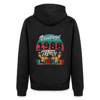 Né mai 1988 Mai 1988 Né en mai - Veste à capuche bio Premium Unisexe - noir - Dos - Nico (187cm)