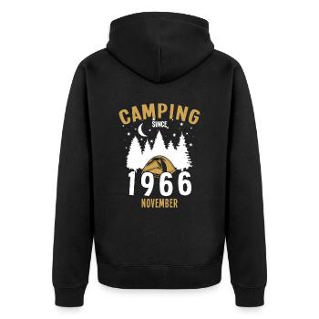 Geburtstag: Camping seit November 1966 Zelten - Unisex Premium Bio Zip Hoodie - Schwarz - Hinten - Nico (187cm)