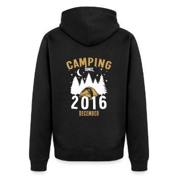 Anniversaire: Camping depuis décembre 2016 Zelten - Veste à capuche bio Premium Unisexe - noir - Dos - Nico (187cm)