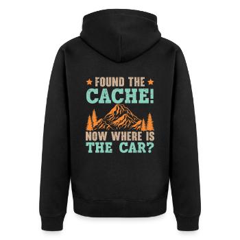 Found the cache! Where's the car now? Geocach - Unisex Premium Organic Zip Hoodie - black - Back - Nico (187cm)