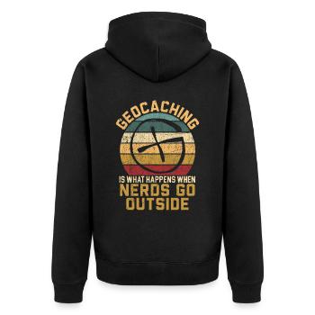 Geocaching is what happens when nerds are looking for - Unisex Premium Organic Zip Hoodie - black - Back - Nico (187cm)