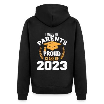 J’ai rendu mes parents fiers de la classe de 2023 - Veste à capuche bio Premium Unisexe - noir - Dos - Nico (187cm)