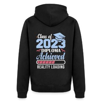 Diplôme de la promotion 2023 obtenu - Veste à capuche bio Premium Unisexe - noir - Dos - Nico (187cm)