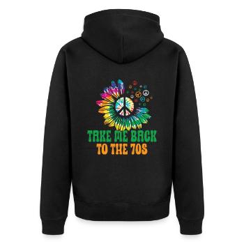 Hippie Peace Sign Peace Flowers Flower Child - Unisex Premium Organic Zip Hoodie - black - Back - Nico (187cm)