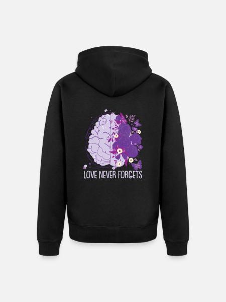 Love Never Forgets - Unisex Premium Organic Zip Hoodie - black