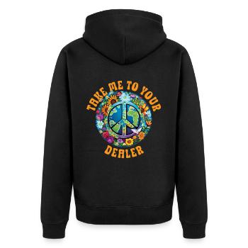Hippie Peace Sign Peace Flowers Flower Child - Unisex Premium Organic Zip Hoodie - black - Back - Nico (187cm)