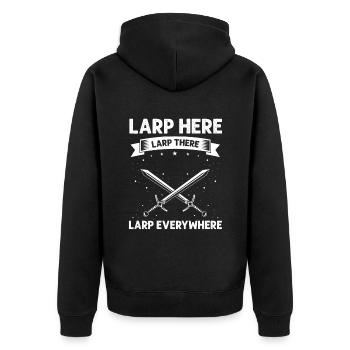 Larping for fantasy role-playing games and sword fights - Unisex Premium Organic Zip Hoodie - black - Back - Nico (187cm)