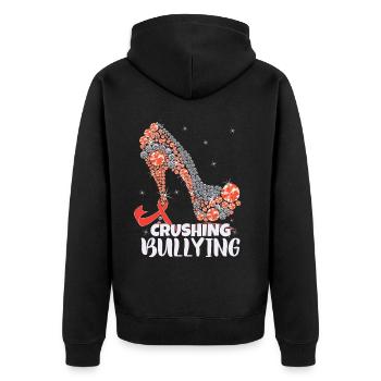 Anti-Mobbing-Tag der Einheit von Frauen - Unisex Premium Bio Zip Hoodie - Schwarz - Hinten - Nico (187cm)