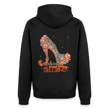 Anti-Mobbing-Tag der Bekleidungseinheit - Unisex Premium Bio Zip Hoodie - Schwarz - Hinten - Nico (187cm)