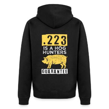 Schweinejagd, Wildschweinjäger - Unisex Premium Bio Zip Hoodie - Schwarz - Hinten - Nico (187cm)