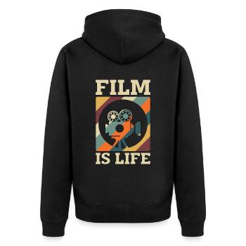 Filmmaking Film Is Life Retro Director Filmmaker - Unisex Premium Bio Zip Hoodie - Schwarz - Hinten - Nico (187cm)