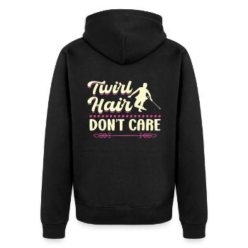 Twirl Hair - Don't Care - Baton Twirler - Unisex Premium Organic Zip Hoodie - black - Back - Nico (187cm)