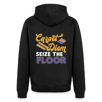 Carpet Diem - Flooring Installer - Unisex Premium Organic Zip Hoodie - black - Back - Nico (187cm)
