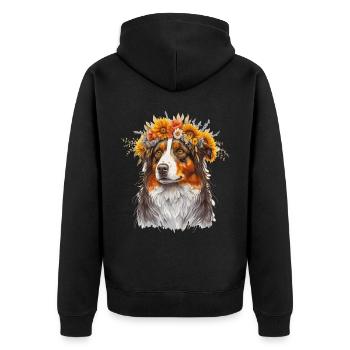 Fleur de berger australien Couronne Race de chien de compagnie Flo - Veste à capuche bio Premium Unisexe - noir - Dos - Nico (187cm)