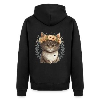 Cute Baby Cat Flower Crown Pet Kitten Floral Farm - Unisex Premium Bio Zip Hoodie - Schwarz - Hinten - Nico (187cm)