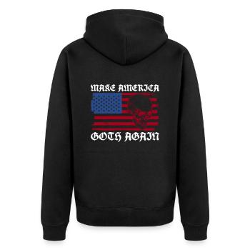 Macht Amerika wieder gothisch - Gothic - Unisex Premium Bio Zip Hoodie - Schwarz - Hinten - Nico (187cm)