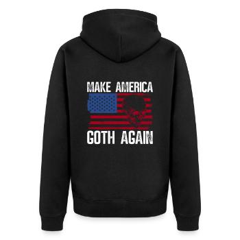 Macht Amerika wieder gothisch - Gothic - Unisex Premium Bio Zip Hoodie - Schwarz - Hinten - Nico (187cm)