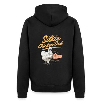 Silkie Chicken Dad Poulet chinois en soie - Veste à capuche bio Premium Unisexe - noir - Dos - Nico (187cm)