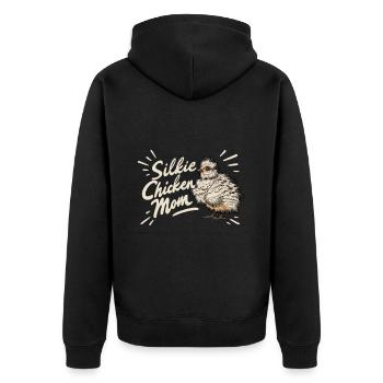 Silkie Chicken Mom Poulet chinois en soie - Veste à capuche bio Premium Unisexe - noir - Dos - Nico (187cm)