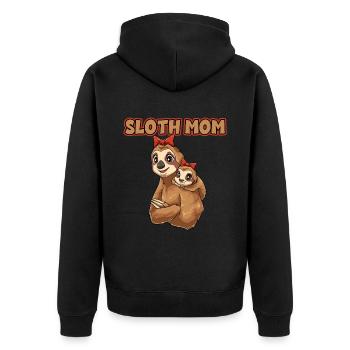 Sloth Mom für Mutti - Unisex Premium Bio Zip Hoodie - Schwarz - Hinten - Nico (187cm)