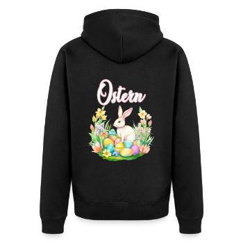 Frohe Ostern Hase Osterei für einen Osterhasen - Unisex Premium Bio Zip Hoodie - Schwarz - Hinten - Nico (187cm)