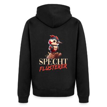 Specht Flüsterer Buntspecht Vogel - Unisex Premium Bio Zip Hoodie - Schwarz - Hinten - Nico (187cm)