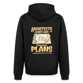 Architects always have plans, architecture - Unisex Premium Organic Zip Hoodie - black - Back - Nico (187cm)