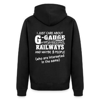 Modelleisenbahn Spur G Gartenbahn - Unisex Premium Bio Zip Hoodie - Schwarz - Hinten - Nico (187cm)