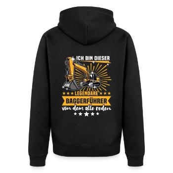 Baggerfuehrer Baggerfahrer - Unisex Premium Bio Zip Hoodie - Schwarz - Hinten - Nico (187cm)
