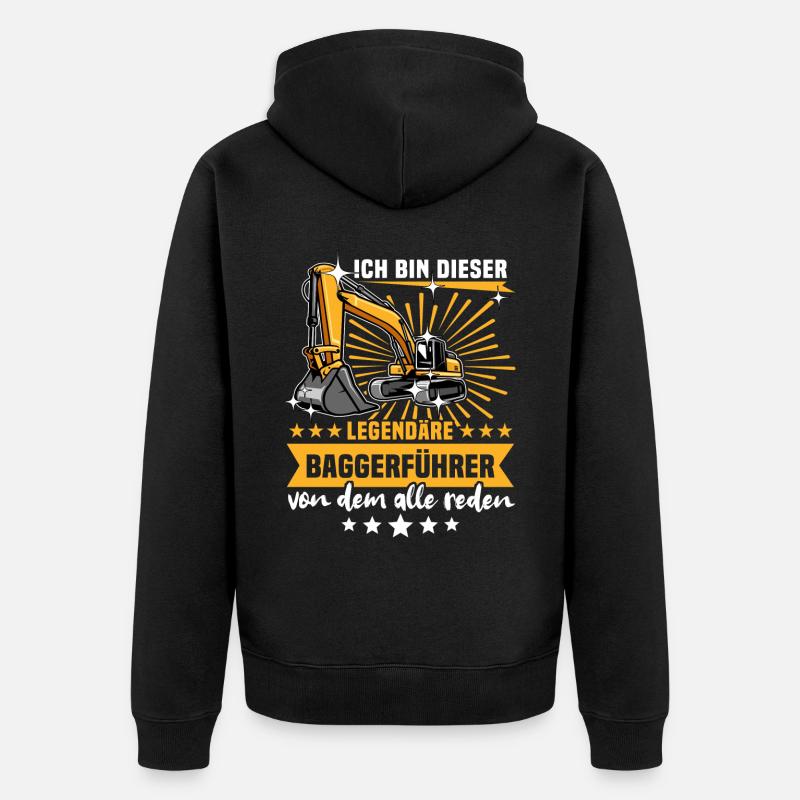Baggerfuehrer Baggerfahrer - Unisex Premium Bio Zip Hoodie - Schwarz