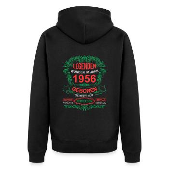 Legenden wurden im Jahr 1956 geboren - Unisex Premium Bio Zip Hoodie - Schwarz - Hinten - Nico (187cm)