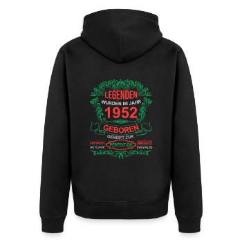 Legenden wurden im Jahr 1952 geboren - Unisex Premium Bio Zip Hoodie - Schwarz - Hinten - Nico (187cm)