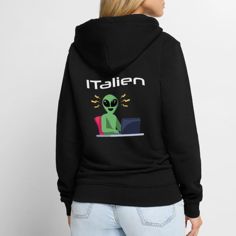 ITalien Alien Informatiker Hacker Coder Unisex Premium Bio Zip Hoodie