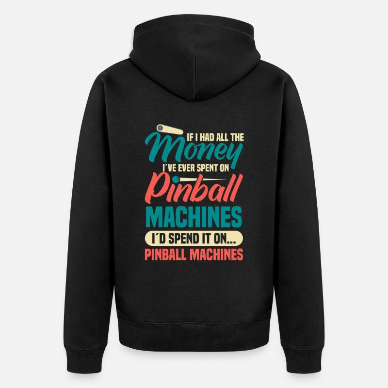 Flipper Retro Pinball Flipperautomat Bumper - Veste à capuche bio Premium Unisexe - noir