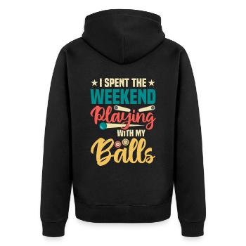 Flipper Retro Pinball Flipperautomat Bumper - Unisex Premium Organic Zip Hoodie - black - Back - Nico (187cm)
