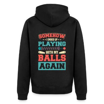 Flipper Retro Pinball Flipperautomat Bumper - Unisex Premium Organic Zip Hoodie - black - Back - Nico (187cm)