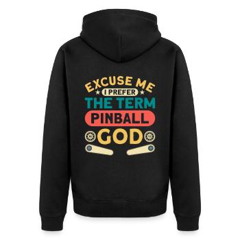 Flipper Retro Pinball Flipperautomat Bumper - Unisex Premium Bio Zip Hoodie - Schwarz - Hinten - Nico (187cm)