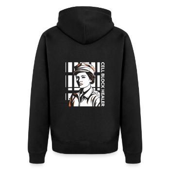 Cell Block Healer Corrections Nurse - Unisex Premium Organic Zip Hoodie - black - Back - Nico (187cm)