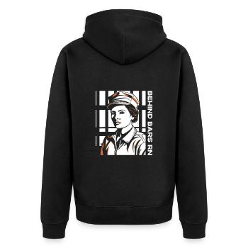 Behind Bars RN Corrections Nurse - Unisex Premium Organic Zip Hoodie - black - Back - Nico (187cm)