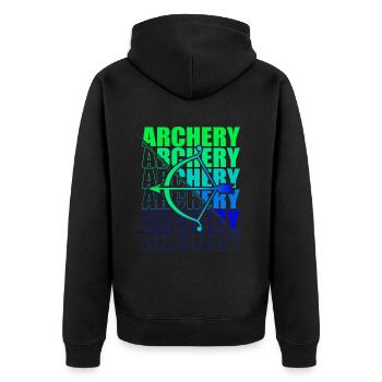 Bogensport Bogenschütze Bogenschießen Pfeil Bogen - Unisex Premium Bio Zip Hoodie - Schwarz - Hinten - Nico (187cm)