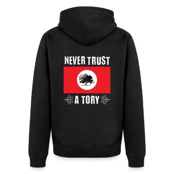 Never trust a Tory, never vote Tory, never vote co - Unisex Premium Organic Zip Hoodie - black - Back - Nico (187cm)