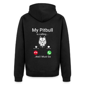 My Pitbull is calling and I must go - Unisex Premium Organic Zip Hoodie - black - Back - Nico (187cm)