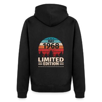 55. Geburtstag Mai Jahrgang 1968 Vintage - Unisex Premium Bio Zip Hoodie - Schwarz - Hinten - Nico (187cm)